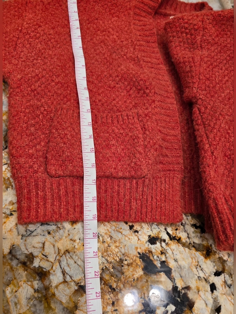 Anthropologie Pilcro Oversized Cuffed Cardigan OS Orange Red - Picture 10 of 11